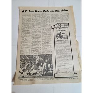 Vintage 1960s Sports Newspaper O.J. Simpson‎ USC Trojans Rosebowl Ohio State OSU